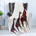 thumbnail image 4 of Zoo Soft Flannel Fleece Throw Blanket, Giraffes in Style Eastern Environment Retro Cultural Traditional Artwork, Cozy Plush for Indoor and Outdoor Use, 50" x 70", Multicolor, by Ambesonne, 4 of 5