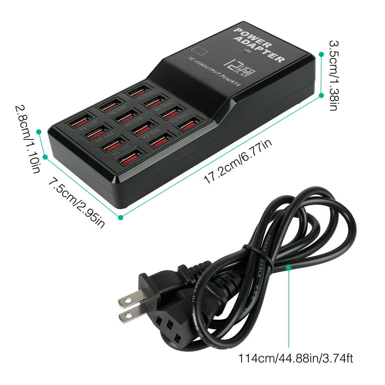 Chargeur pour téléphone mobile Non renseigné Station de bureau Hub Voyage  USB à plusieurs Port 12A 60W Chargeur de charge rapide