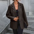 thumbnail image 7 of TYGHBN Women's Solid Double Suit Jacket PU Leather Jacket Coat Womens Winter Vests Outerwear Light Coat for Women A Line Jacket Jackets for Women Warm Womens Winter Coat Wool plus Size Fitted Jacket, 7 of 7