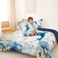 thumbnail image 4 of spefrowx Watercolor Sea Dolphin Full Size Comforter Sets for Kids, Blue Jellyfish Reef Bedding Comforter Set, Navy Reversible, 3pcs, 1 Comforter and 2 Pillowcases, 4 of 6