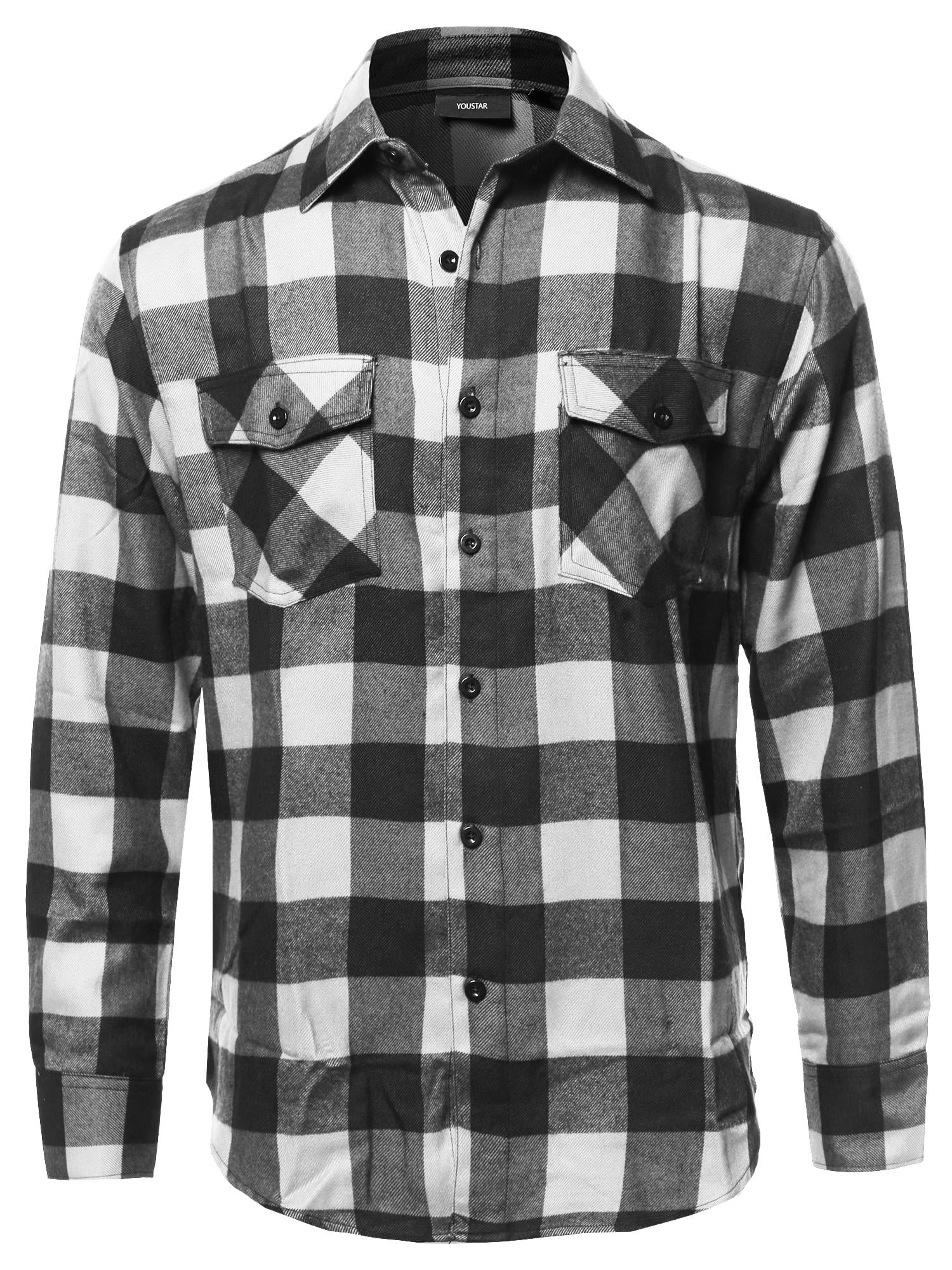 FashionOutfit Men's Casual Flannel Long Sleeves Plaid Checker Shirt ...