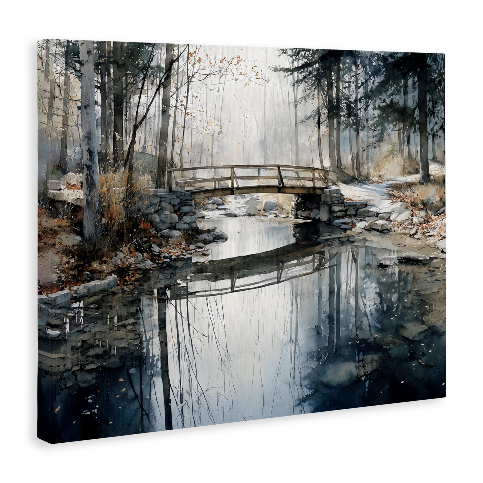 Stupell Industries Stone Bridge over Stream Canvas Wall Art, design by Franklyn Gregory