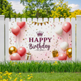 thumbnail image 6 of Pink Themed Happy Birthday Banner with Crown Element Party Decoration Backdrop for Birthday Parties Photography Props and Home Decorations, 6 of 6