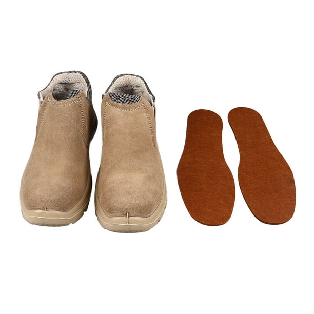 par de zapatos con puntera de acero sin cordones y suela sólida de gamuza, antideslizantes, a prueba de perforaciones, transpirables, botas de trabajo con punta de acero para hombres trabajadores 42