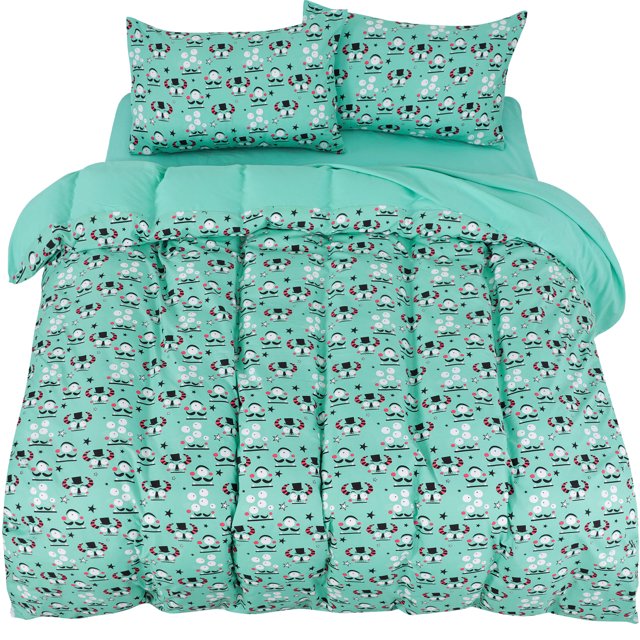 Unique Bargains Brushed Microfiber 5 Piece Kids Bedding Duvet Cover Set Cartoon Alien Pattern
