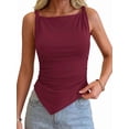 thumbnail image 3 of Asymmetrical Tops for Women Sleeveless Twist Straps Slim Fit Y2K Ruched Tank Shirts Going Out Top Deep Red L, 3 of 8