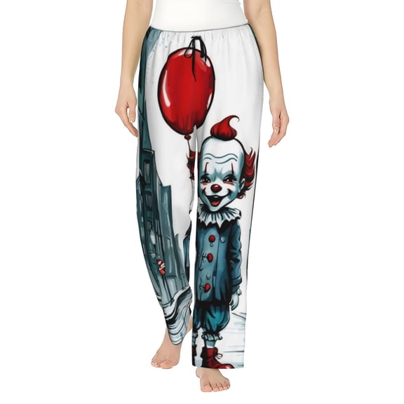 It Pennywise Horror Women's Pajama Pants, Comfy All Over Print Lounge Pants Casual Sleepwear with Pockets & Drawstring