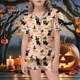 thumbnail image 2 of CAIVO Girls Halloween 2 Piece Pajama Sets Short Sleeve Button Down Up Tops With Shorts And Pockets Cute Comfortable Sleepwear For Kids Pyjamas, 2 of 4