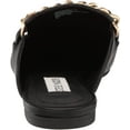 thumbnail image 3 of Steve Madden Faine Black Leather Pointed Toe Slip On Chain Detail Flat Mules (Black Leather, 9), 3 of 9