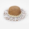 thumbnail image 2 of Lace Princess Summer Baby Hat Straw Outdoor   Bucket Hat with matching purse bag, 2 of 11