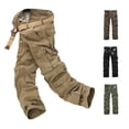 thumbnail image 3 of ZQUUVOU Men's Cargo Pants Solid Color Multi-Pocket Cargo Outdoor Casual Pants Coffee, 3 of 3