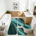 thumbnail image 2 of Blue and Gold Marble Pattern Bathroom Rug Set 4 Piece,Includes Contour,Lid Cover,Bath Mat,Non-Slip Extra Soft Absorbent Washable, 2 of 5