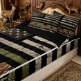 thumbnail image 3 of Erosebridal Olive Green Vintage US Flag Zipper Queen Comforter Set with Fitted Sheet and 2 Pillowcases for Boys Men, Rustic Camouflage Zipper Bedding Set, Black Reversible, 4-Piece, 3 of 7