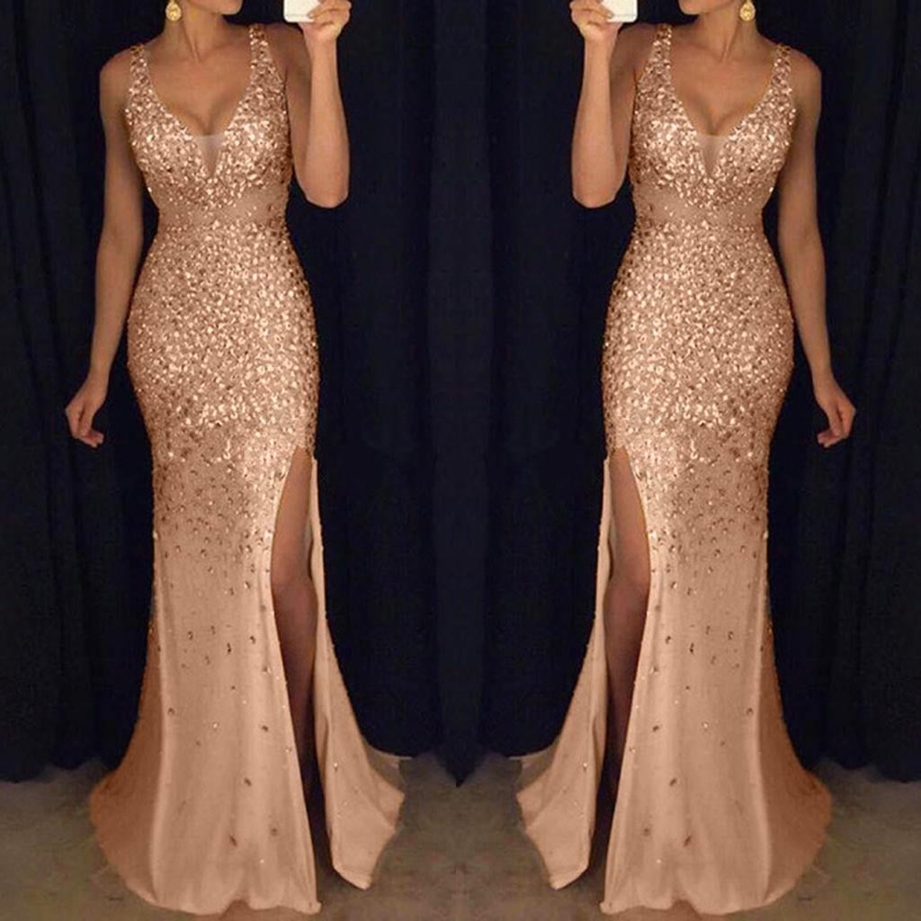iLH Women Sequin Prom Party Ball Gown 