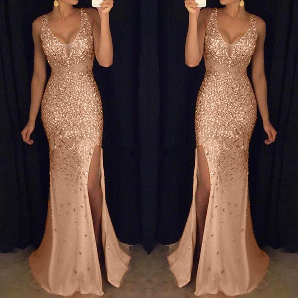 women's gold formal dresses