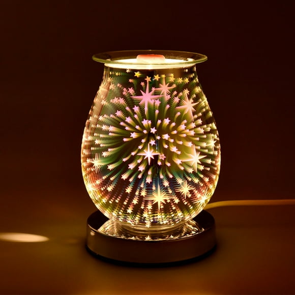 Likthione 50% off Clear! 3D Glass Electric Wax Melt Warmer Wax Burner Melter Warmer for Home Office