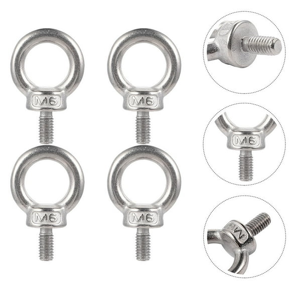 SWETRACE Lifting Eye Bolt Stainless Steel Ring Hooks Silver Outdoor Hanging 4Set