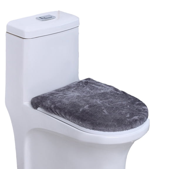 Toilet Lid Cover With Elastic All Around,Soft velvet Cover,Machine Washable,Fit Most Size Toilet Lid For Bathroom (dark gray)