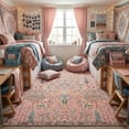 thumbnail image 2 of Washable Oriental Rug, 8x10 Dusty pink Boho Botanical Floral Vintage Carpet, Soft Large Indoor Rug for Girls Bedroom, Living Room, Nursery, Playroom, 2 of 10