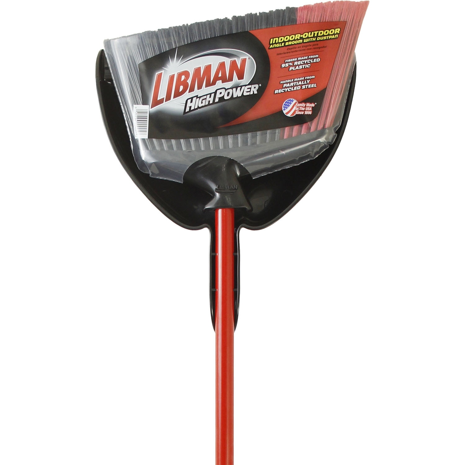Libman Indoor-Outdoor Angle Broom with Dust Pan, Powder Coated Steel Handle, 905