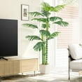 thumbnail image 1 of Artificial Palm Tree, 6.9 Feet Fake Tropical Palm Plant with 3 Trunks, Artificial Plants for Home Decor Indoor, Faux Palm Tree in Plastic Pot for Outdoor Office Modern Perfect Housewarming, 1 of 7