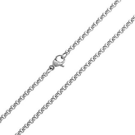 Thin Rolo Chain - Simple Thin 3MM Basic Silver Tone Stainless Steel Rolo Cable Chain For Men For Women 16 18 20 24 Inch