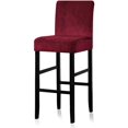 thumbnail image 1 of 1 Pack Velvet - Counter Stool Pub Chair Covers Slipcover Stretch Removable Washable Dining Chair Covers （Wine）, 1 of 8