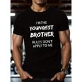thumbnail image 1 of Camiseta informal de manga corta con cuello redondo y estampado de letras "YOUNGEST BROTHER" para hombre, cómoda y de verano., 1 of 5