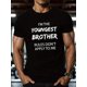 thumbnail image 1 of Camiseta informal de manga corta con cuello redondo y estampado "YOUNGEST BROTHER" para hombre, ideal para verano y deportes., 1 of 5