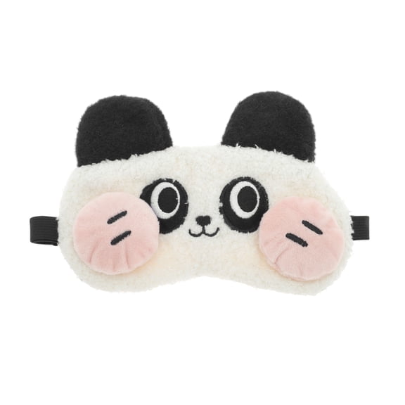Unique Bargains 1 Pc Portable Bears Adjustable Eye Mask for Travel White Fleece