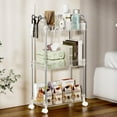 thumbnail image 2 of Movanne 3 Tier Acrylic Storage Rolling Cart Clear Bathroom Cart Organizer, Transparency Laundry Room Organization Mobile Shelving Unit Multifunction Rolling Utility Cart for Office Living Room, 2 of 7