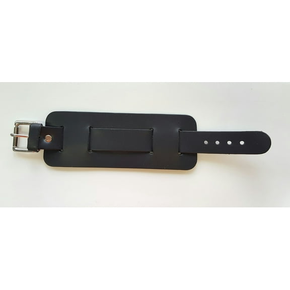 Men's Extra Wide Black Leather Replacement Watch Band, USA Made Strap (Retro Style)