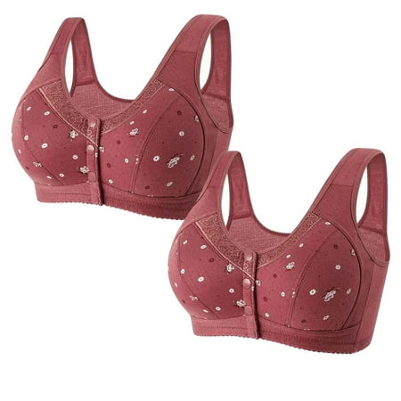 

FchengtaiS 2PC Bra for Women Front Buckle Seamless Daisy Bra Extra-Elastic Comfort Full Coverage Bra Underwear
