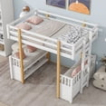 thumbnail image 2 of DSstyles Twin Size Loft Bed With 2 Seats Twin Size Bed Frame With Guardrail Ladder Storage Shelves For Teens Boys Girls No Box Spring Required, 2 of 9