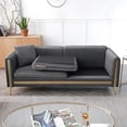 thumbnail image 3 of 77.2" Modern Upholstered Velvet Sofa 3 Seater Couch with Removable Cushions Side Pocket Mid-Century Tufted Living Room Set, 3 of 6