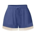 thumbnail image 2 of Stephy Women's Shorts 2025 Summer Casual Cute Ruffle Shorts Comfy Elastic Waist Drawstring Pleated Short, Blue, 5XL, 2 of 6