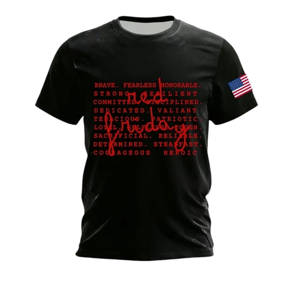 CONZONE Mens Tshirts Short Sleeve Patriotic T-Shirts for Men Casual Red Friday Letter Graphic Crew Neck Lightweight Tees Cozy Summer Tops