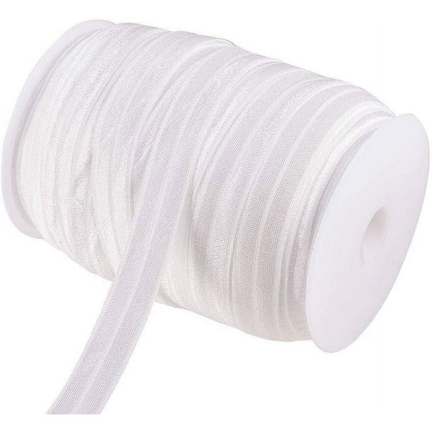 Cinta elástica plegable blanca FOE de 82 yardas, 15 mm y 5/8", para coleteros, bandas y accesorios para el cabello.