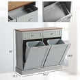 thumbnail image 4 of Tilt Out Trash Can Cabinet with Double Hidden Can Holder, Kitchen Free Standing Recycling Cabinet, Dog Proof, Wood, Gray, 4 of 18