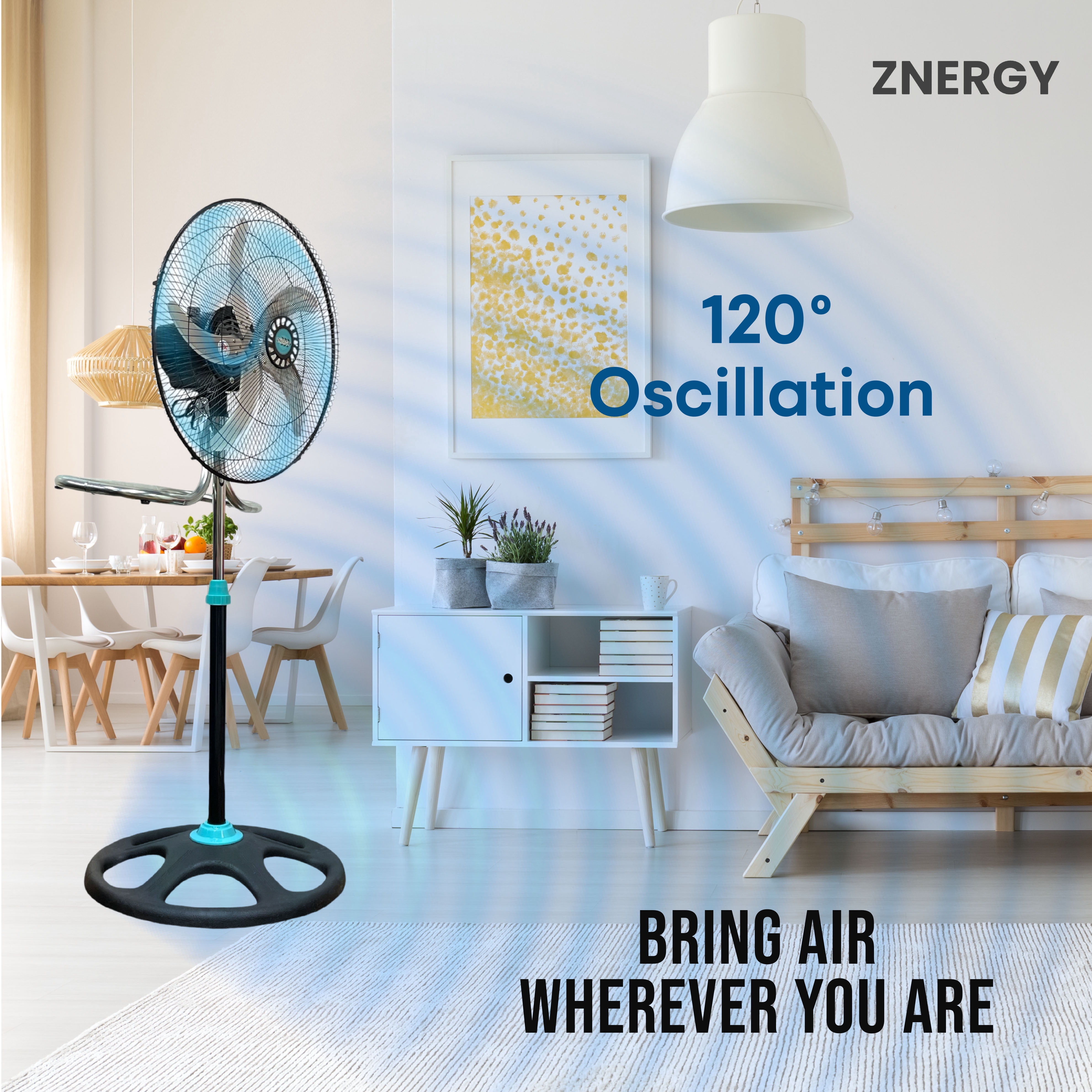 ZNERGY 2 PACK 18 Inch 2 in 1 Modern Industrial Floor And Stand Fans 3 Speeds Metal Blades Oscillation