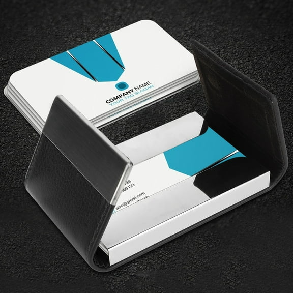 Double open Stainless Steel Business Card Holder Name Card Holder Case Credit Card Case(Black)