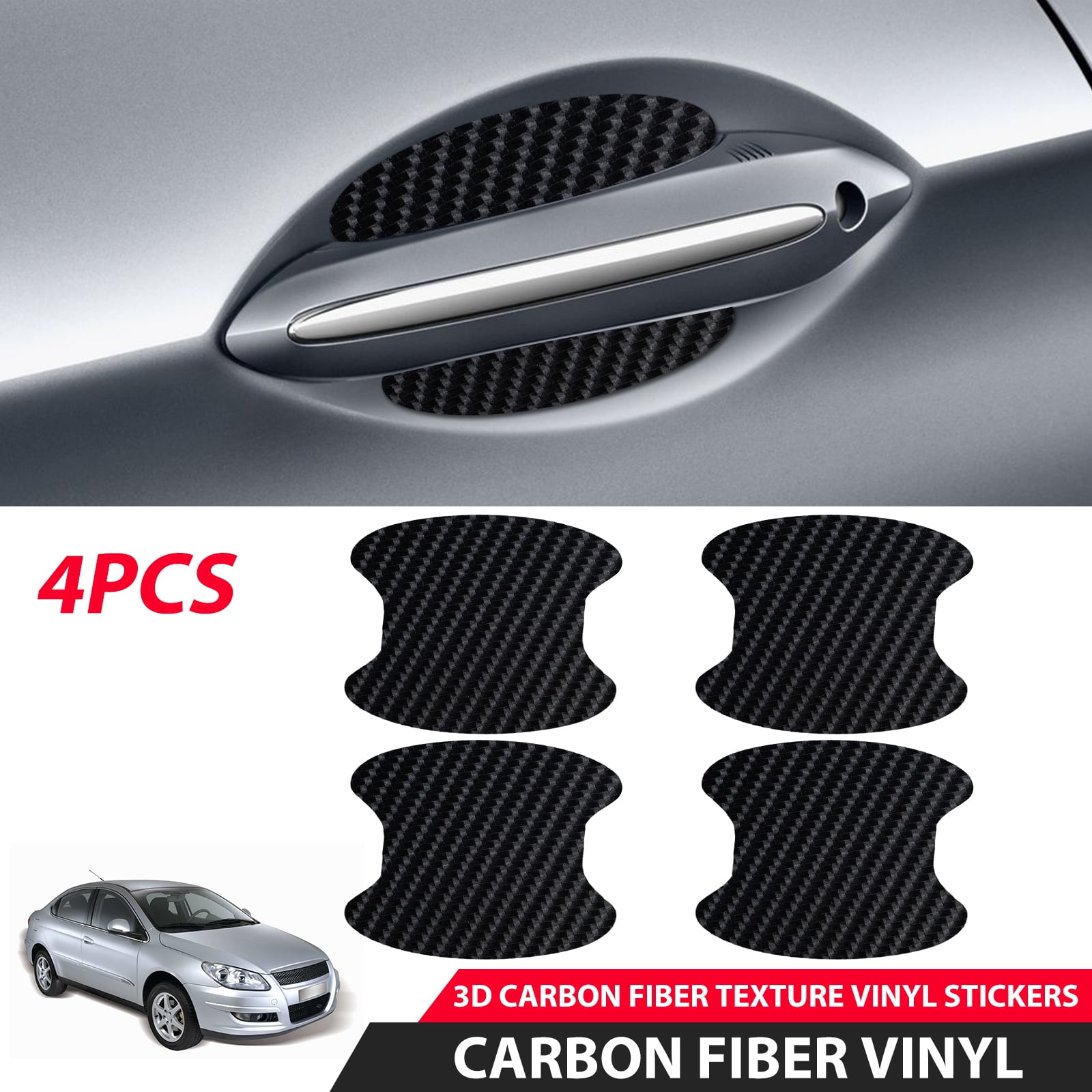 4pcs Carbon Fiber Style Car Door Handle Anti-Scratch Protective Film Stickers II