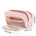 thumbnail image 2 of Multi Compartment Pouch Portable Zipper Case With Mesh Pockets For Stationery Makeup Travel Organizer,Pink-21Cm, 2 of 4