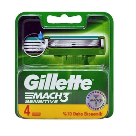 Gillette Mach3 Sensitive Refill Blade Cartridges, 4 Count