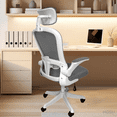thumbnail image 2 of Silla de Oficina HOSU Ergonómica con Cabecera y Soporte Lumbar Ajustable Blanco & Gris, 2 of 10