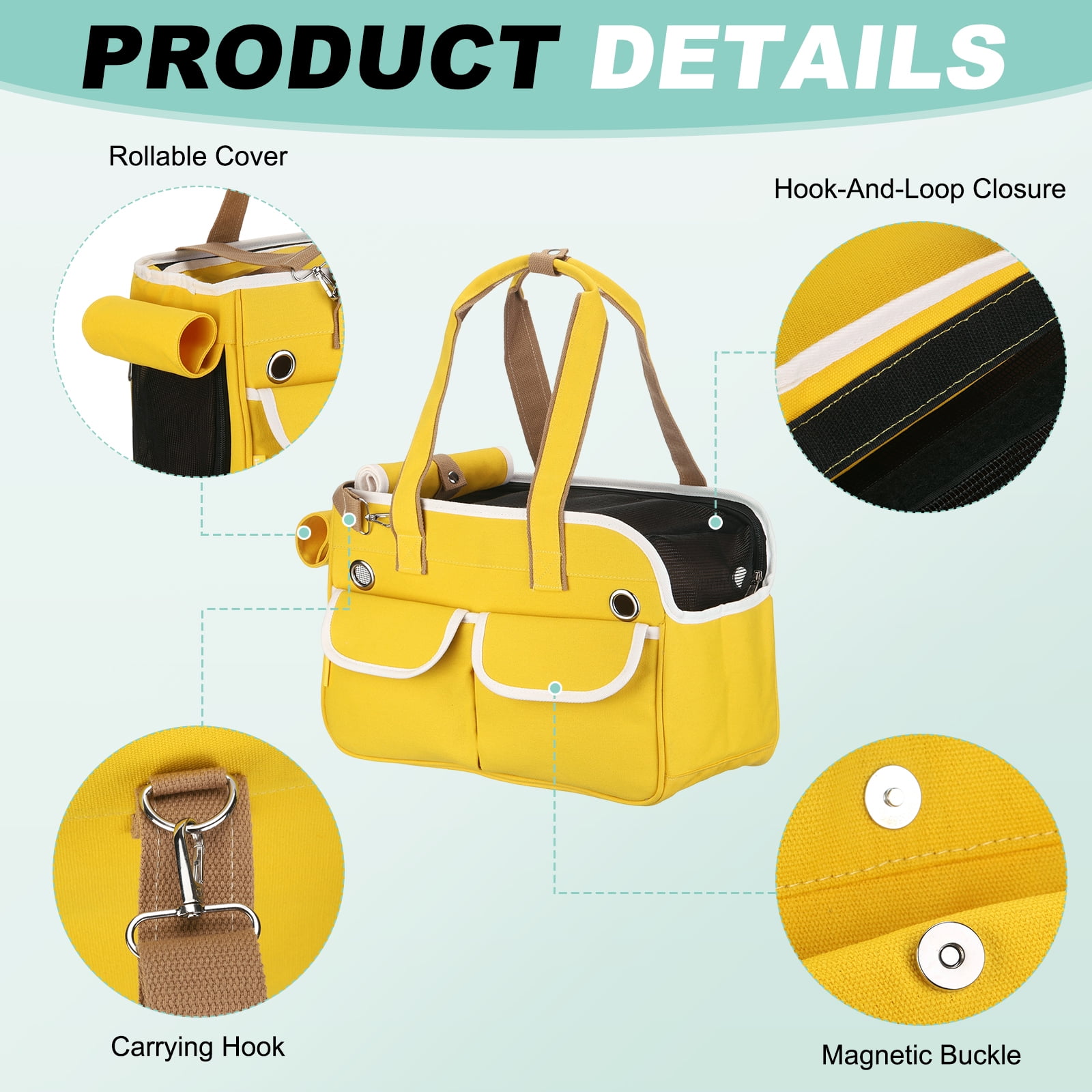Uxcell Cat Carrier for Pet Adjustable Shoulder Strap Breathable Dog Carrier Up to 16.5 lbs Yellow