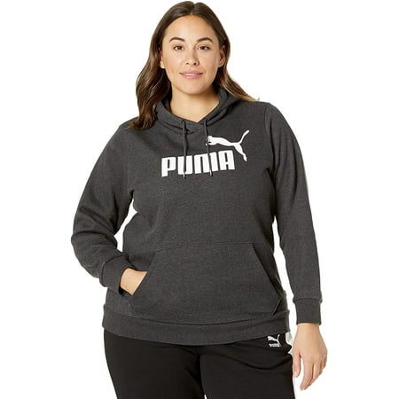 PUMA Womens Essentials Logo Fleece Hoodie 1X Dark Gray Heather