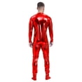 thumbnail image 2 of Alvivi Men's Shiny Metallic Full Body Unitard Bodysuit One Piece Zipper Catsuit Leotard Jumpsuit Red 3XL, 2 of 3
