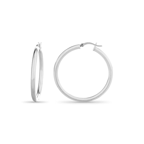 Ultralinx  Sterling Silver Polished Round Tubing Hoop Earrings