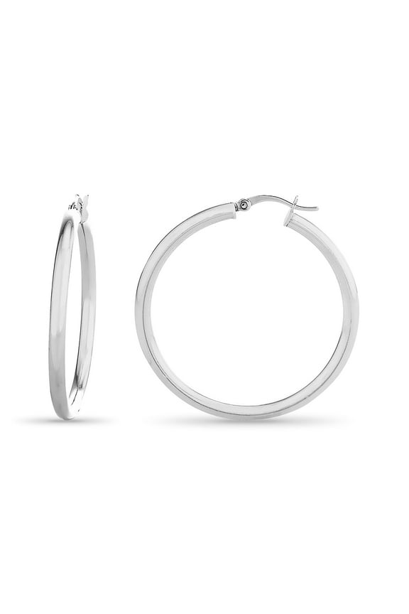 Sterling Silver Polished Round Tubing Hoop Earrings